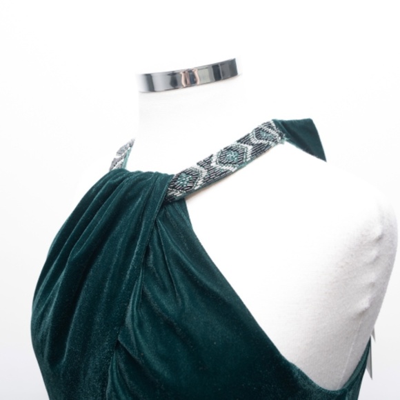 Lauren Ralph Lauren. Women's Velvet Beaded Halter Gown. - Picture 11 of 13